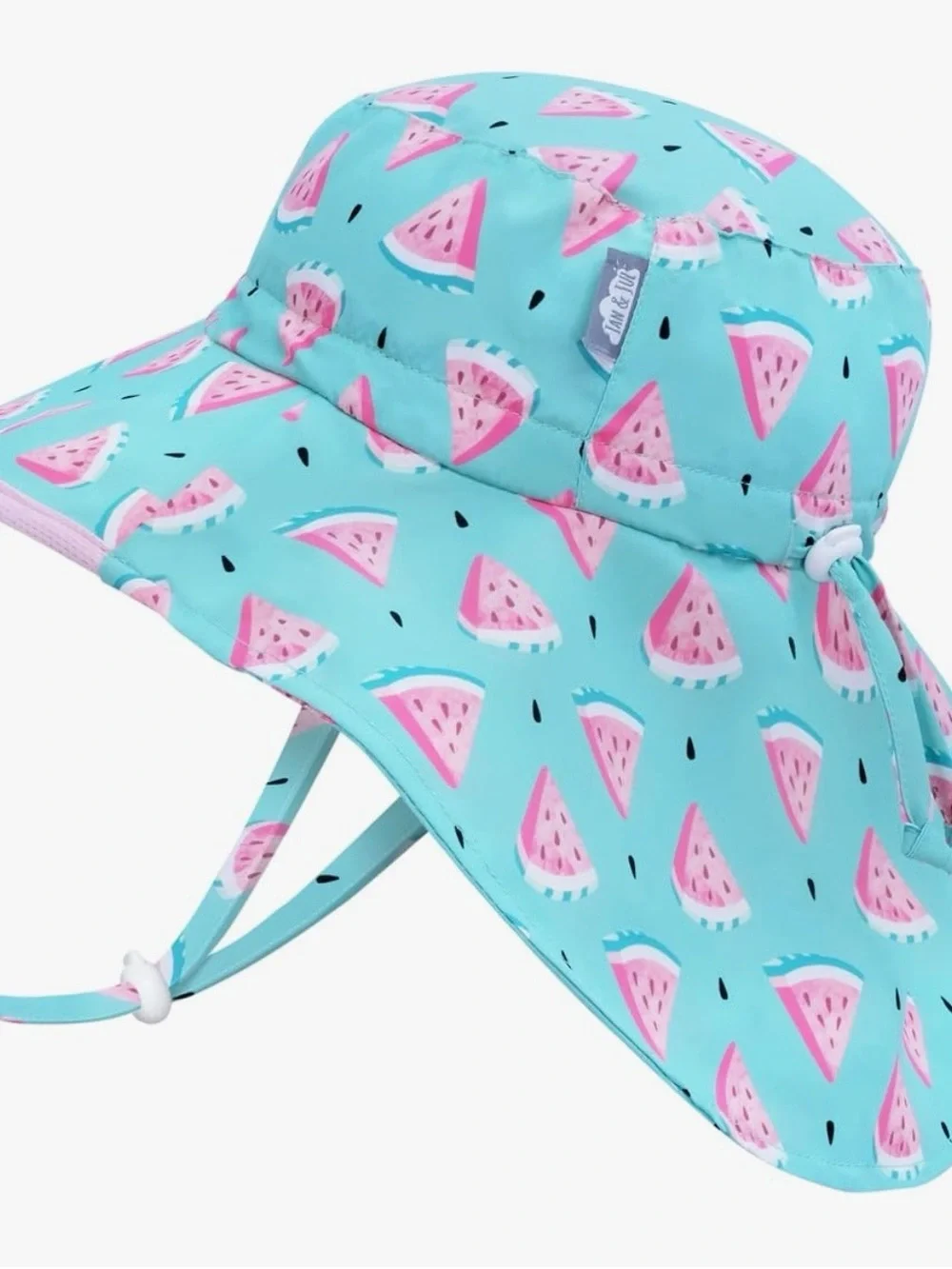Sun-Protective Kids Swim Hat - Aqua Watermelon Print